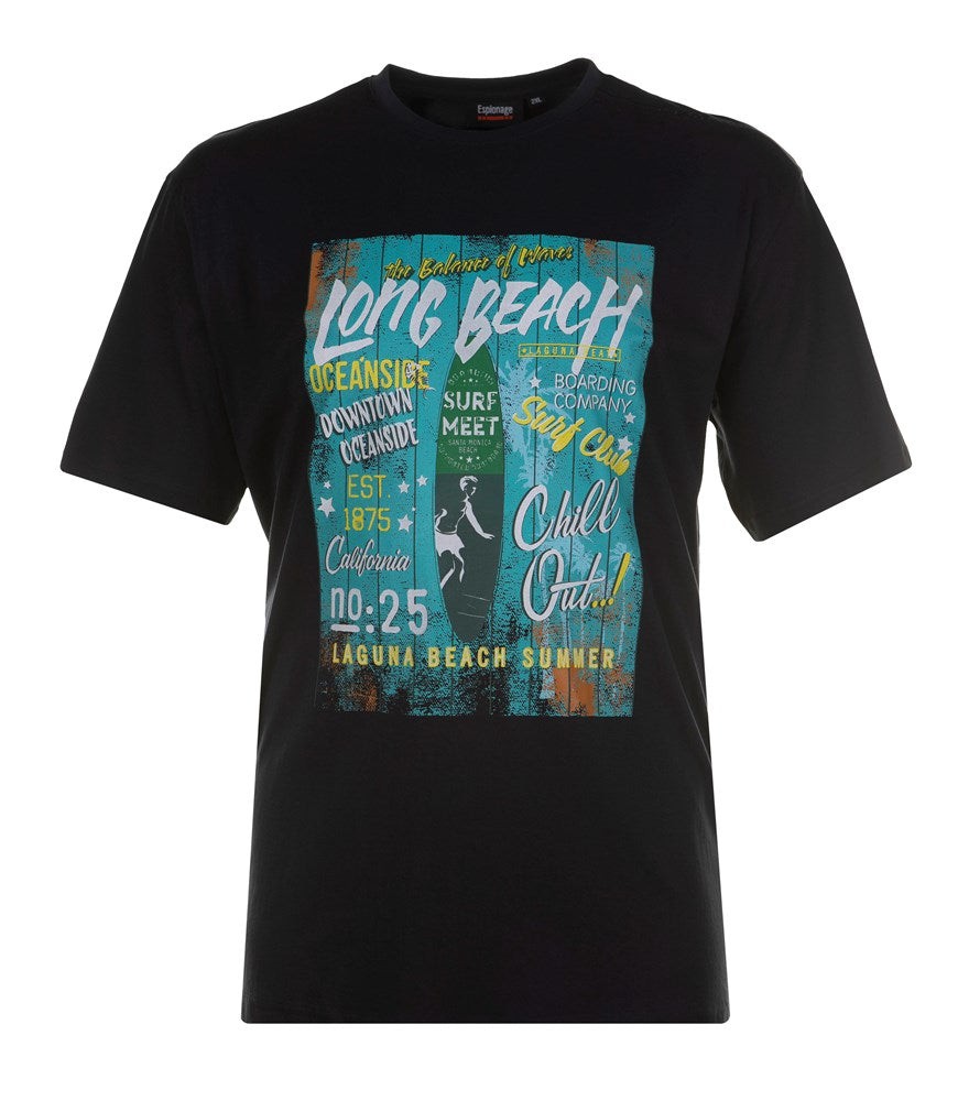 Espionage Long Beach Print Men’s Large Graphic Jersey Short Sleeve T-shirt