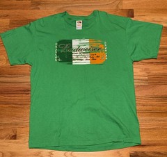 Vintage 2005 Budweiser Beer Green T Shirt Mens XL St Patricks Day Irish Y2K