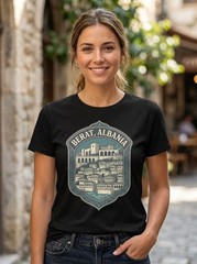 Berat Albania Ottoman Hillside Graphic T-Shirt Unisex Travel Tee