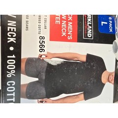 Kirkland Signature Crew Neck Tee Shirts Mens L Black 6 Pack 100% Cotton Tagless