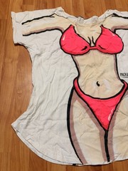 Vintage 80s Body Dreams Beach Cover Up Shirt Flag Bikini Novelty Tee size L