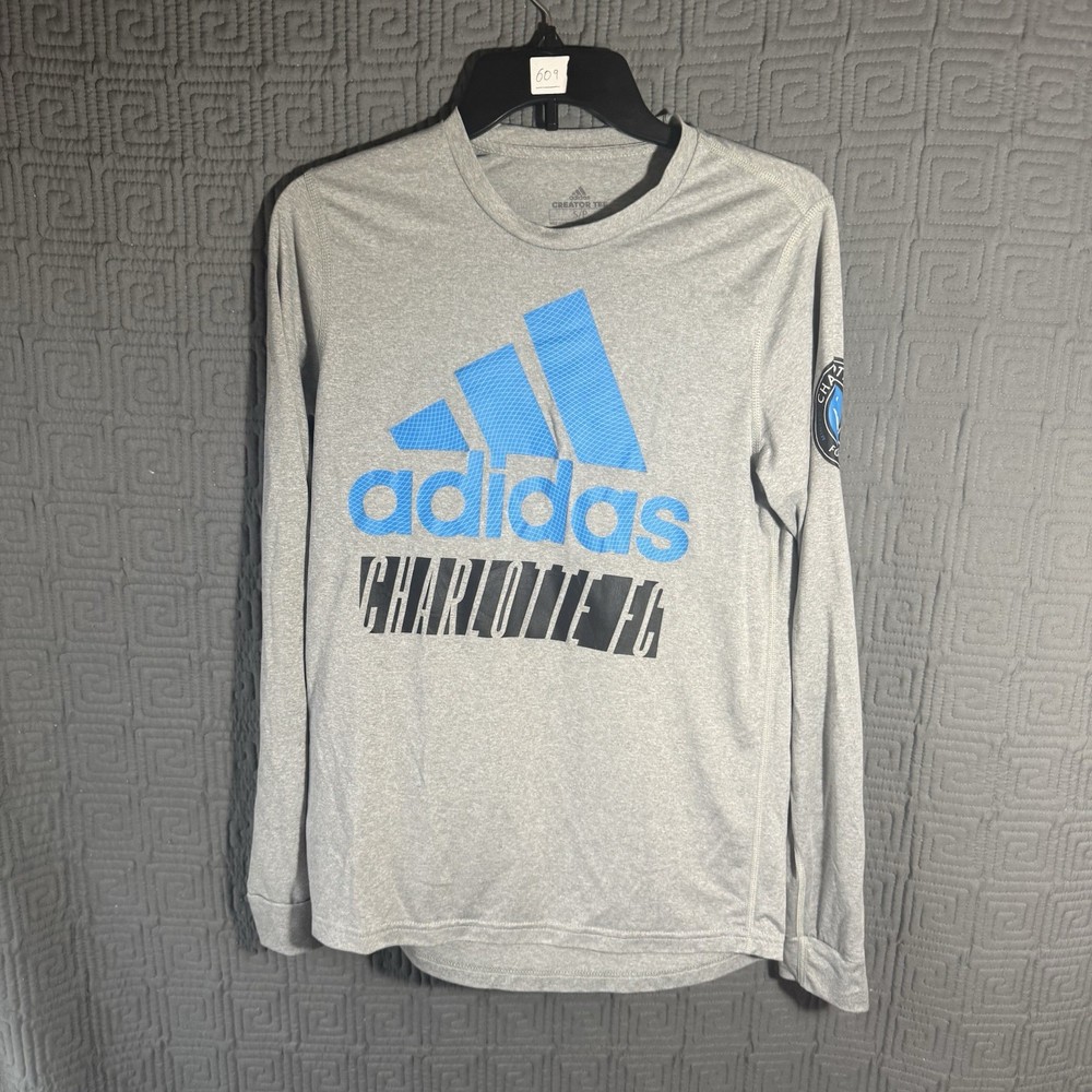 Adidas T-Shirt Men’s Size Small Creator Tee Grey Gray Charlotte FC Long Sleeve
