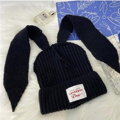 Bunny Ears Hat Beanie with Ears Long Ears Grunge Hat Winter Cap Warm Knit Rab…