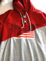 HUDSON OUTERWEAR Men’s Size L Hooded L-Sleeve Shirt Patriotic Graphics…