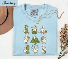 Funny Pickle Duck Shirt Cute Whimsical Animal Graphic Tee Cottagecore Gift