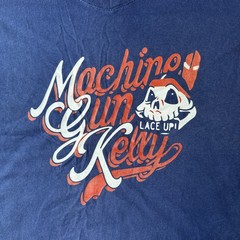 Machine Gun Kelly T Shirt “Lace Up” Woman’s XL Navy Blue V-Neck Graphic