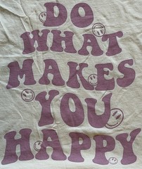 Beige Smiley “DO WHAT MAKES YOU HAPPY” Graphic Print T-Shirt XL Crew Neck SS