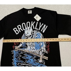 Warren Lotas Brooklyn Skull Graphic T Shirt Black Cotton Made in USA Mens Medium