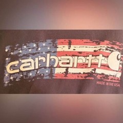 Carhartt USA Flag Logo Long Sleeve T-Shirt Medium Relaxed Fit Navy Made in USA