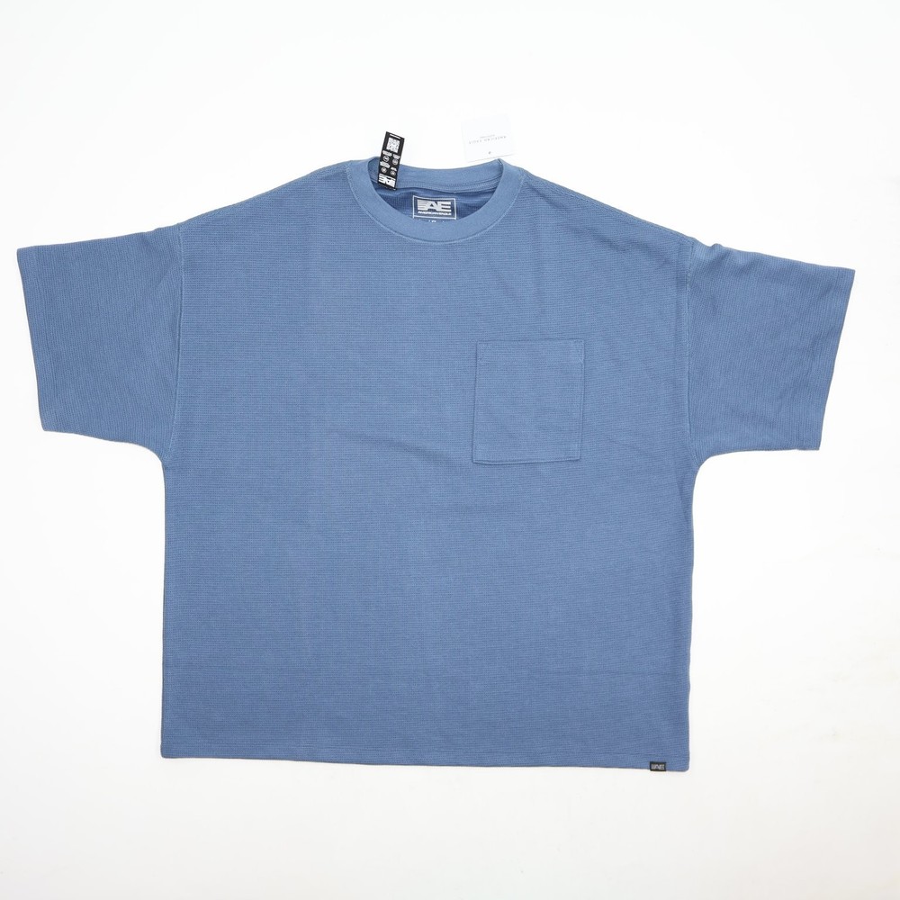 American Eagle Men’s Blue Large Relaxed Cotton Blend Crew Neck T-Shirt w/ Pocket