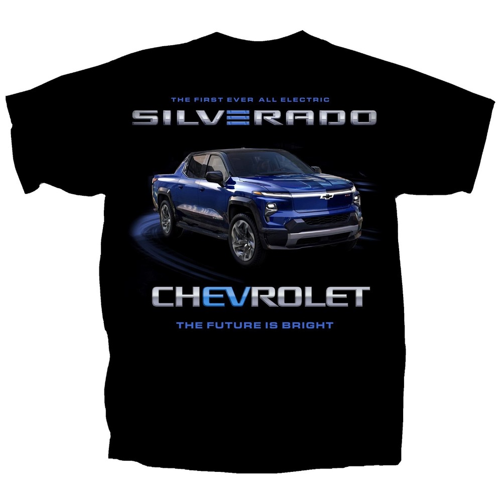 Joe Blow T’s Chevy Silverado EV RST Black T-Shirt All Electric Future Is Bright