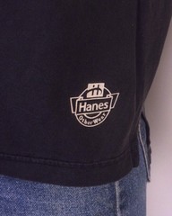 vintage 90s Hanes Otherwear Faded Black Solid T-Shirt Blank + Waist Logo SZ 3X