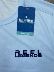 Reel Legends Shirt Men Medium Blue Ice Melt Reel-Tec Fishing SPF 50 – NEW