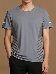 Breathable Men’s Ice Silk Mesh T-shirt Round Neck Short Sleeve Fashion Style