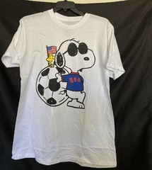 ⚽Peanuts Joe Cool Snoopy & Woodstock USA Soccer FIFA Tee XL American Flag Shirt