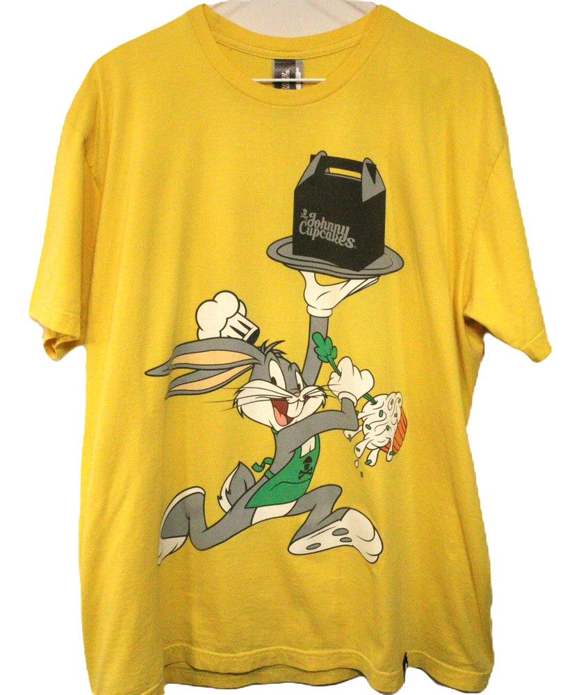 Johnny Cupcakes Looney Tunes Bugs Bunny Yellow T-Shirt XL 100% Cotton T0332
