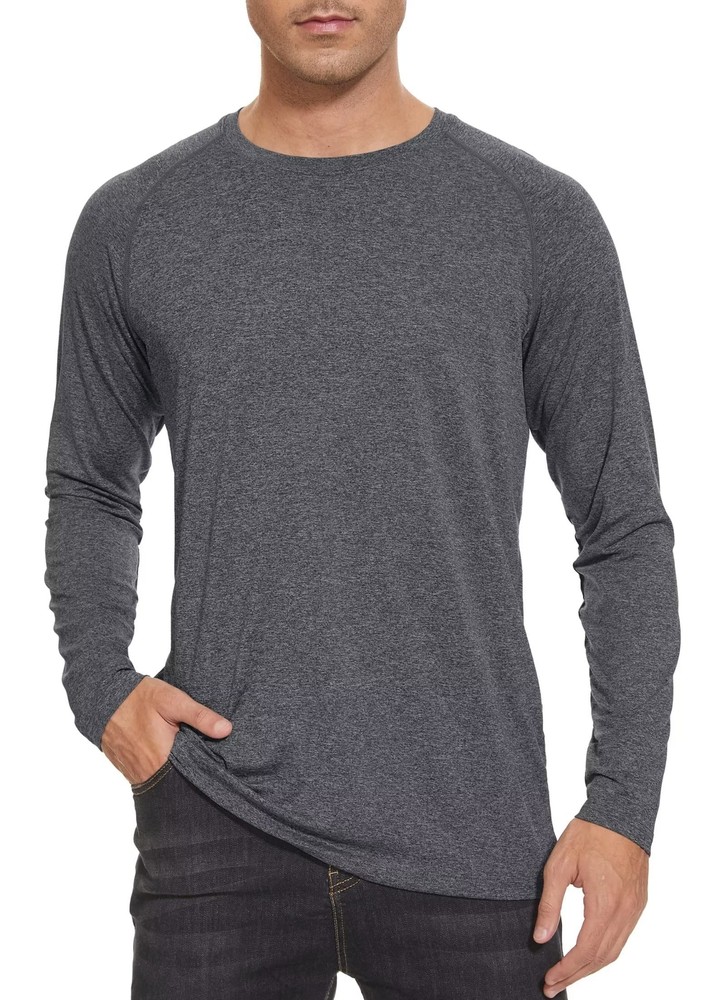 UPF50+ Mens Sun Protection Shirts Long Sleeve Quick Dry Sports Workout Fishing T
