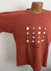 Australia Shirt Mens Large Birds of Tasmania Red Ochre T-shirt Nature Tee Funny