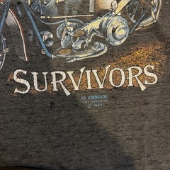 3D Emblem Men’s Gray “Survivors” Motorcycle Wolf Graphic Print T-Shirt