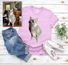 Custom Pet Portrait Comfort Tee Personalized Dog Cat Pet Lover Gift Shirt