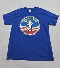 Gildan Space Camp Blue Graphic Print T-Shirt Size Large
