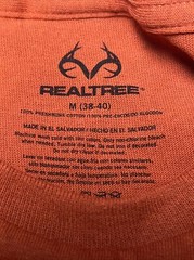 REALTREE Long Sleeve T-Shirt Bone Collector Camo Logo Dark Orange Mens M (38-40)