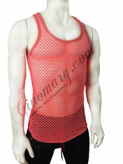MEN SEXY MUSCLE TANK TOP MESH NET T-SHIRT (CORAL) MADE IN USA