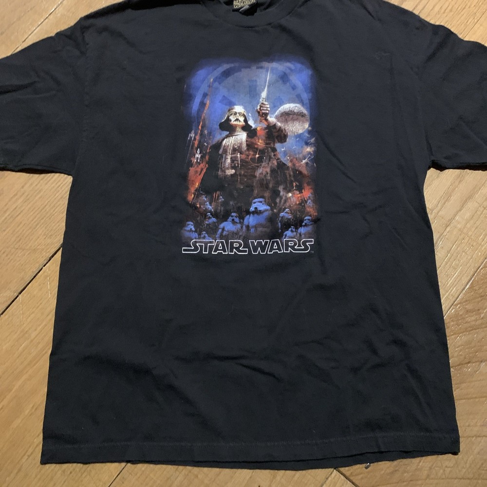 Stars Wars Shirt Mens Extra Large Black Darth Vader Storm Troopers Movie Outdoor