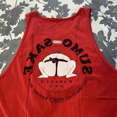 Vtg 90s Crazy Shirts Honolulu Sumo Sake Tank Top Red Single Stitch Design 143 XS