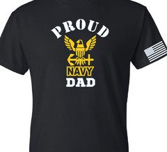 Proud navy dad T-shirt black tee white and yellow design T-shirt adult