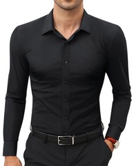 Spring Fashion Stretch Shirt Men Casual Long Sleeves Business Casual Coat