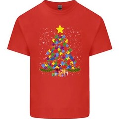 Autism Christmas Tree Autistic Awareness Mens Cotton T-Shirt Tee Top