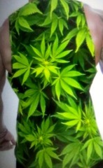 Cannibas deep green leaf size XL 42 chest Pot-Leaf Unisex Sleveless shirt
