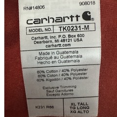 Carhartt men’s Long Sleeve T-Shirt TK0231 Loose Fit Red Logo sleeve graphic XL