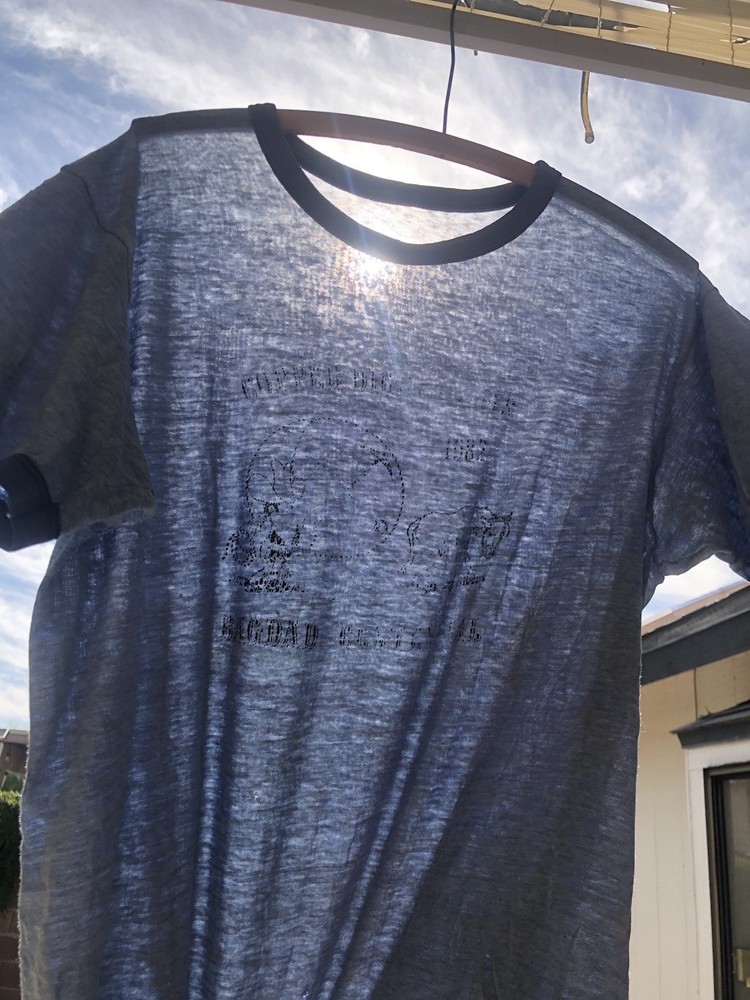 Vintage 1982 Cowboy Western Paper Thin T Shirt Size Medium Ringer Burnout 80s