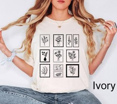 Comfort Tee Whimsical Flower Postage Stamp Shirt Comfort