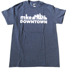 Gildan Tee MKE Downtown Milwaukee Navy Blue Skyline T-Shirt Men’s Unisex S Small