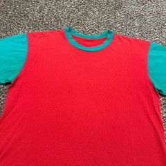 Vintage Two Tone Blank T-shirt Size XL Red Green 90s Single Stitch – Pre-owned