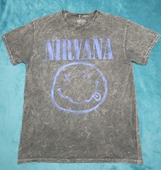 Nirvana Logo Black Acid Wash Short Sleeve Cotton T-Shirt Men’s M