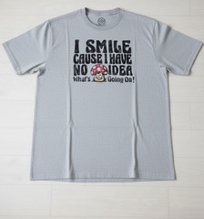 (M) 38-40 Gray Men’s I Smile Cause I Have No Idea Graphic Short Sleeve T-Shirt