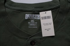 Duluth Trading Co. Men’s Longtail Relaxed Henley T-Shirt JK5 Rosemary Size 4XL