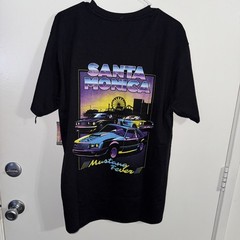 Ford Road Trip T-Shirt Mens XL Black Retro Santa Monica Mustang Fever Graphic