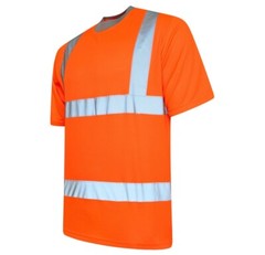 Mens Hi Vis Workwear T-Shirt High Visibility Tee Reflective Safety Security Top