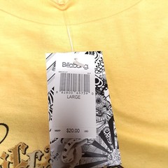 Y2K Billabong Surf T-shirt Mens Large Yellow Magazine Cut Spellout Logo