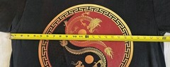 RARE Dragon Red Black Yin Yang Men’s Size XL Shirt Wings Sword Design Short SL