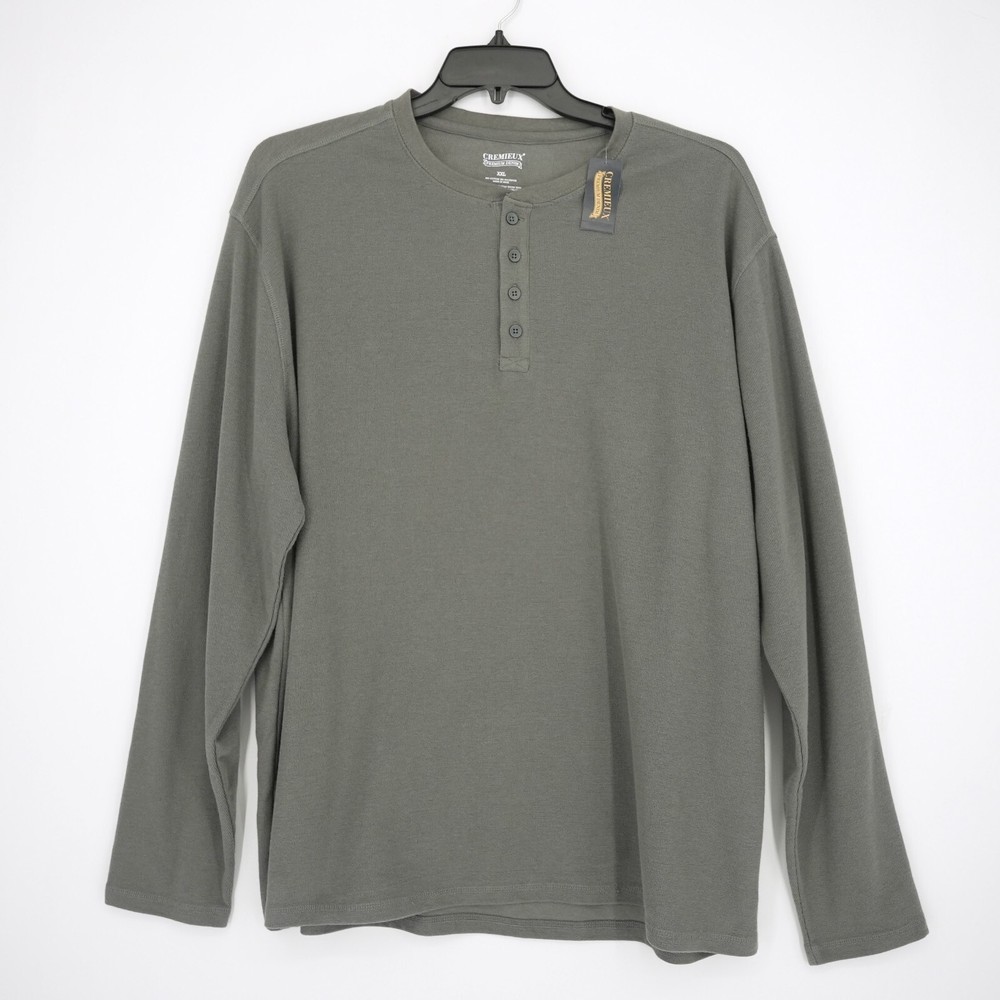 Cremieux Men’s Long Sleeve Henley Shirt XXL Gray Solid NWT