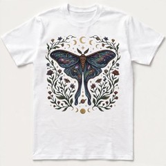 Celestial Luna Moth T-Shirt Galaxy Moon Phases Witchy Boho Nature Lover Gift