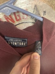 John Ashford Adventure Shirt Mens L Large Maroon Crew Neck Long Sleeve Tee VTG