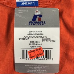Vintage Russell Athletic Shirt Mens Small Orange Blank Crew Neck Nublend