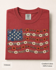Floral American Flag Comfort Colors Shirt